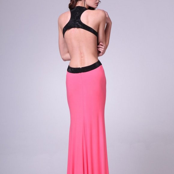 Halter Neck Sheath Shape Long Evening Dress CD8110 - Picture 2 of 5